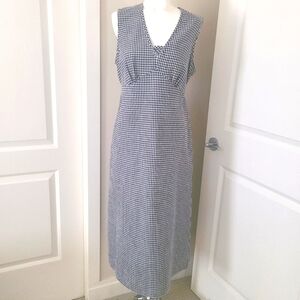 ICONE Gingham Dress Blk & White Maxi Size M Cotton Blend